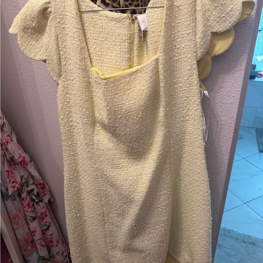 Lilly Pulitzer Pastel Yellow Tweed Midi Dress
